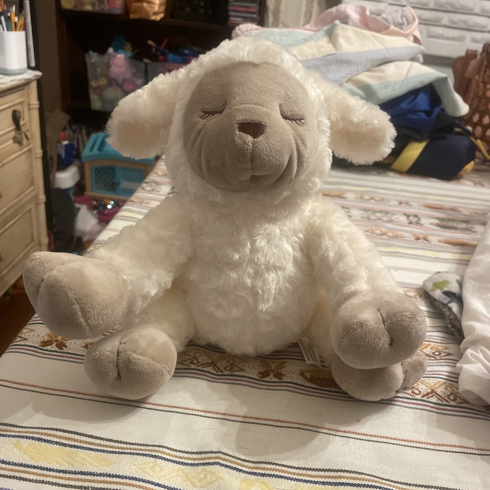 Swaddle Me Lamb Plush Sound Machine Heartbeat Nature Music 10" Cry Activated